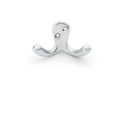 Loops Solid Brass Victorian Double Robe Coat Hook - Wall Mounted Holder Satin Chrome - thumbnail 1