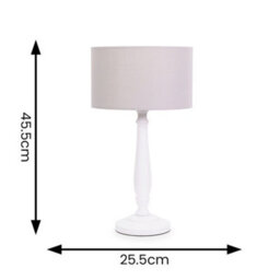 Valuelights Victoria Traditional White Wood Candlestick Table Lamp With Grey Drum Shade - thumbnail 6