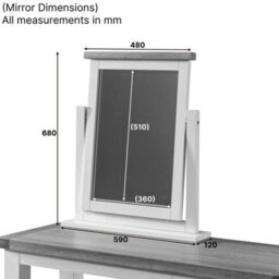 The Furniture Market Cheshire White Painted Vanity Mirror Limed Oak Top Adjustable Tilt Angle, Stylish Dressing Table Mirror, Durable Solid Wood Frame - thumbnail 7