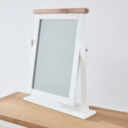 The Furniture Market Cheshire White Painted Vanity Mirror Limed Oak Top Adjustable Tilt Angle, Stylish Dressing Table Mirror, Durable Solid Wood Frame - thumbnail 4
