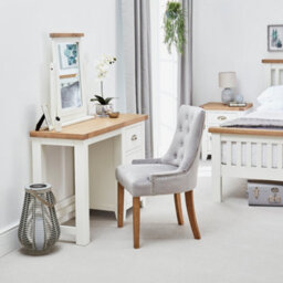 The Furniture Market Cheshire White Painted Vanity Mirror Limed Oak Top Adjustable Tilt Angle, Stylish Dressing Table Mirror, Durable Solid Wood Frame - thumbnail 3