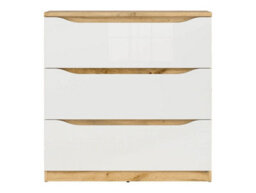 Arte Nuis 90 Cm Chest 3 Drawer Oak Wotan White Gloss - thumbnail 3