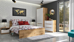 Arte Nuis 90 Cm Chest 3 Drawer Oak Wotan White Gloss - thumbnail 2
