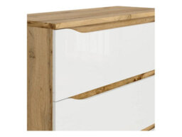 Arte Nuis 90 Cm Chest 3 Drawer Oak Wotan White Gloss - thumbnail 5