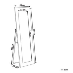 Beliani Standing Mirror Locronan 150 Cm Faux Leather Light Grey - thumbnail 3