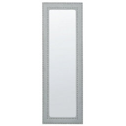 Beliani Standing Mirror Locronan 150 Cm Faux Leather Light Grey - thumbnail 5