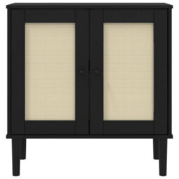 Berkfield Sideboard Senja Rattan Look Black 80X35X80 Cm Solid Wood Pine - thumbnail 5