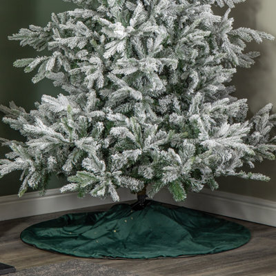 Samuel Alexander 1.2M Soft Dark Green Velour Christmas Tree Skirt With Gold Star Print - image 1