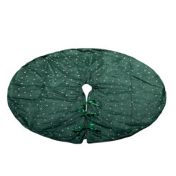 Samuel Alexander 1.2M Soft Dark Green Velour Christmas Tree Skirt With Gold Star Print - thumbnail 4