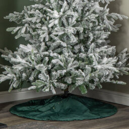 Samuel Alexander 1.2M Soft Dark Green Velour Christmas Tree Skirt With Gold Star Print