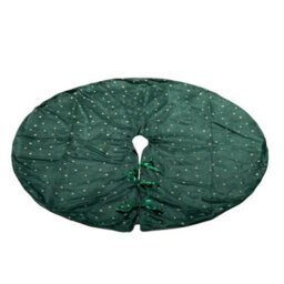 Samuel Alexander 1.2M Soft Dark Green Velour Christmas Tree Skirt With Gold Star Print - thumbnail 9