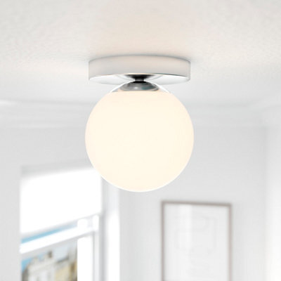 GoodHome Dorres Glass & Metal White, Silver Chrome Effect Ceiling Light - image 1