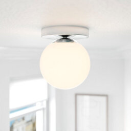 GoodHome Dorres Glass & Metal White, Silver Chrome Effect Ceiling Light - thumbnail 1