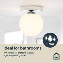 GoodHome Dorres Glass & Metal White, Silver Chrome Effect Ceiling Light - thumbnail 7
