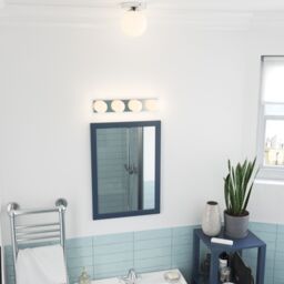GoodHome Dorres Glass & Metal White, Silver Chrome Effect Ceiling Light - thumbnail 4