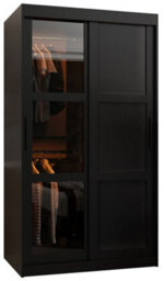 Arte Parma Iii Sliding Door Wardrobe (H2000mm W1000mm D620mm) With Shelves - Black Matt - thumbnail 2