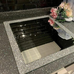 Biznest 50X50Cm Crushed Jewel Wall Mirror Square Shape Loose Diamante Crystal Square Decor Mirror Gift - thumbnail 2