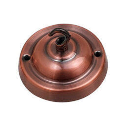 Vintage Ceiling Rose With Hook Pendant Light Fitting 105mm Metal Round Canopy Cover Plate With Accessories For Chandelier Planters - thumbnail 1