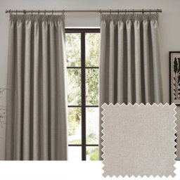 furn. Furn Dawn Textured Blackout Pencil Pleat Curtain Pair Linen (W)229Cm X (D)183Cm