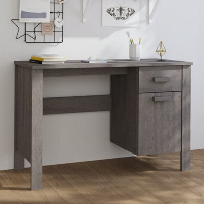 Vidaxl Desk Hamar Light Grey 113X50X75 Cm Solid Wood Pine Desks - image 1