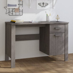 Vidaxl Desk Hamar Light Grey 113X50X75 Cm Solid Wood Pine Desks - thumbnail 1