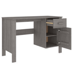 Vidaxl Desk Hamar Light Grey 113X50X75 Cm Solid Wood Pine Desks - thumbnail 7
