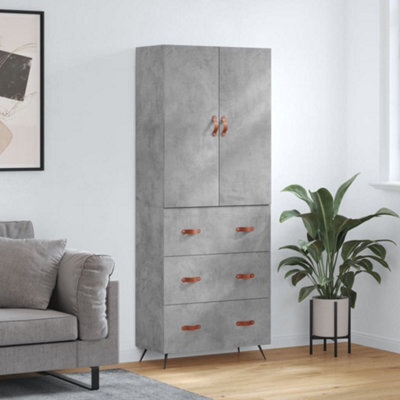 Berkfield Highboard Concrete Grey 69.5X34X180 Cm Engineered Wood - image 1