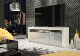 Modern Tv Unit 160Cm White With High Gloss Grey Doors - Creative Furniture - thumbnail 6