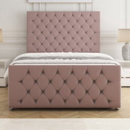 Bsspoke Maya Divan Bed Pink Plush Velvet 54Inch Headboard & Footboard 2Drawers Same Side & No Mattress In 3Ft 4Ft 4Ft6 5Ft 6Ft - thumbnail 3