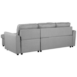 Beliani Corner Sofa Bed 3 Seater Nesna Fabric Light Grey With Storage Left Hand - thumbnail 5