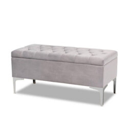 Modena Storage Ottoman Bench, Ottoman Footstool With Legs, 120Cm Plush Velvet Upholstered End Of Bed Bench, Silver - thumbnail 4