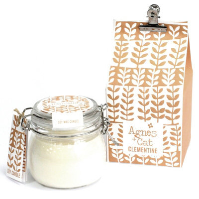 Serenityy Agnes + Cat Kilner Jar Soy Wax Candle - Clementine 400Ml, White, Kilner-Style Glass Jar.