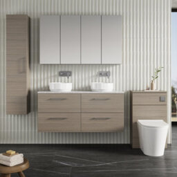 Nuie Arno Wall Hung 4-Drawer Modern Vanity Unit With Bellato Grey Laminate Worktop - thumbnail 4