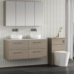 Nuie Arno Wall Hung 4-Drawer Modern Vanity Unit With Bellato Grey Laminate Worktop - thumbnail 3