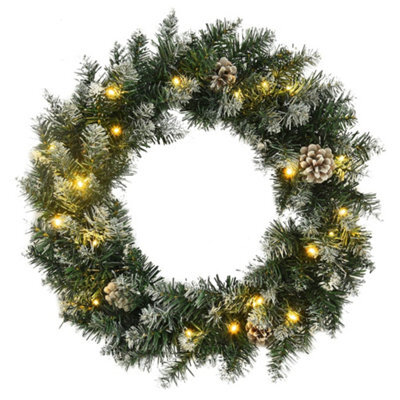 Berkfield Christmas Wreath With Led Lights Green 60 Cm Pvc - image 1