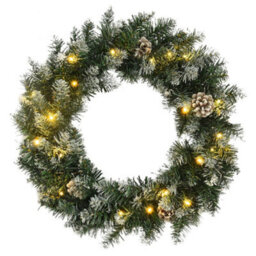 Berkfield Christmas Wreath With Led Lights Green 60 Cm Pvc - thumbnail 1
