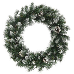 Berkfield Christmas Wreath With Led Lights Green 60 Cm Pvc - thumbnail 2