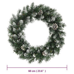 Berkfield Christmas Wreath With Led Lights Green 60 Cm Pvc - thumbnail 5