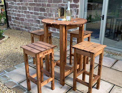 Charles Taylor Trading Alfresco Bar Set Four Seater - L170 X W170 X H110 - Redwood - Fully Assembled - image 1