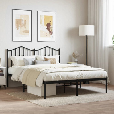 Berkfield Metal Bed Frame Without Mattress With Headboard Black 135X190Cm - image 1