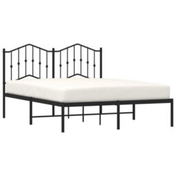 Berkfield Metal Bed Frame Without Mattress With Headboard Black 135X190Cm - thumbnail 3