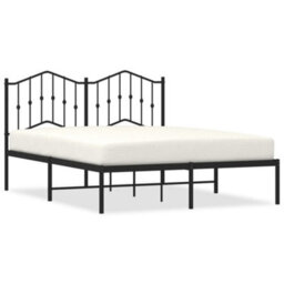 Berkfield Metal Bed Frame Without Mattress With Headboard Black 135X190Cm - thumbnail 2