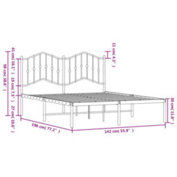 Berkfield Metal Bed Frame Without Mattress With Headboard Black 135X190Cm - thumbnail 9