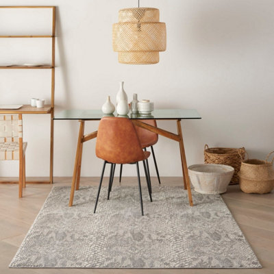 Ivory Grey Modern Abstarct Rug Easy To Clean Living Room Bedroom And Dining Room-244Cm X 305Cm - image 1