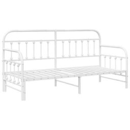 Berkfield Modern Daybed Frame With Trundle White 75X190 Cm Steel