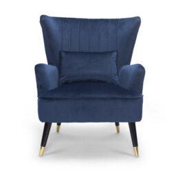 Velvet Blue Accent Wingback Chair - thumbnail 4