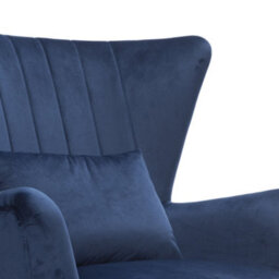 Velvet Blue Accent Wingback Chair - thumbnail 3