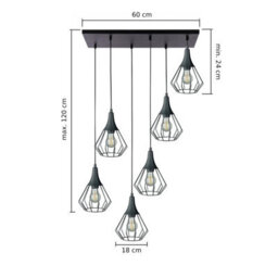 Luminosa Lighting Luminosa Selene Cluster Pendant Ceiling Light Black 6X E27 - thumbnail 2