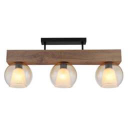 Luminosa Lighting Luminosa Barry I Ceiling Spotlight Bar Matt Black Amber Glass Shade 3X E27 - thumbnail 3