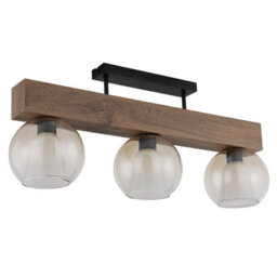 Luminosa Lighting Luminosa Barry I Ceiling Spotlight Bar Matt Black Amber Glass Shade 3X E27 - thumbnail 2